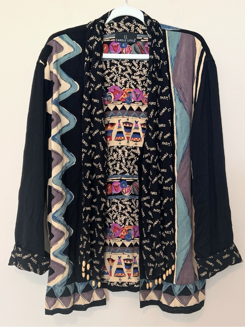 Carole Little Black Jacket with Multicolor Trim